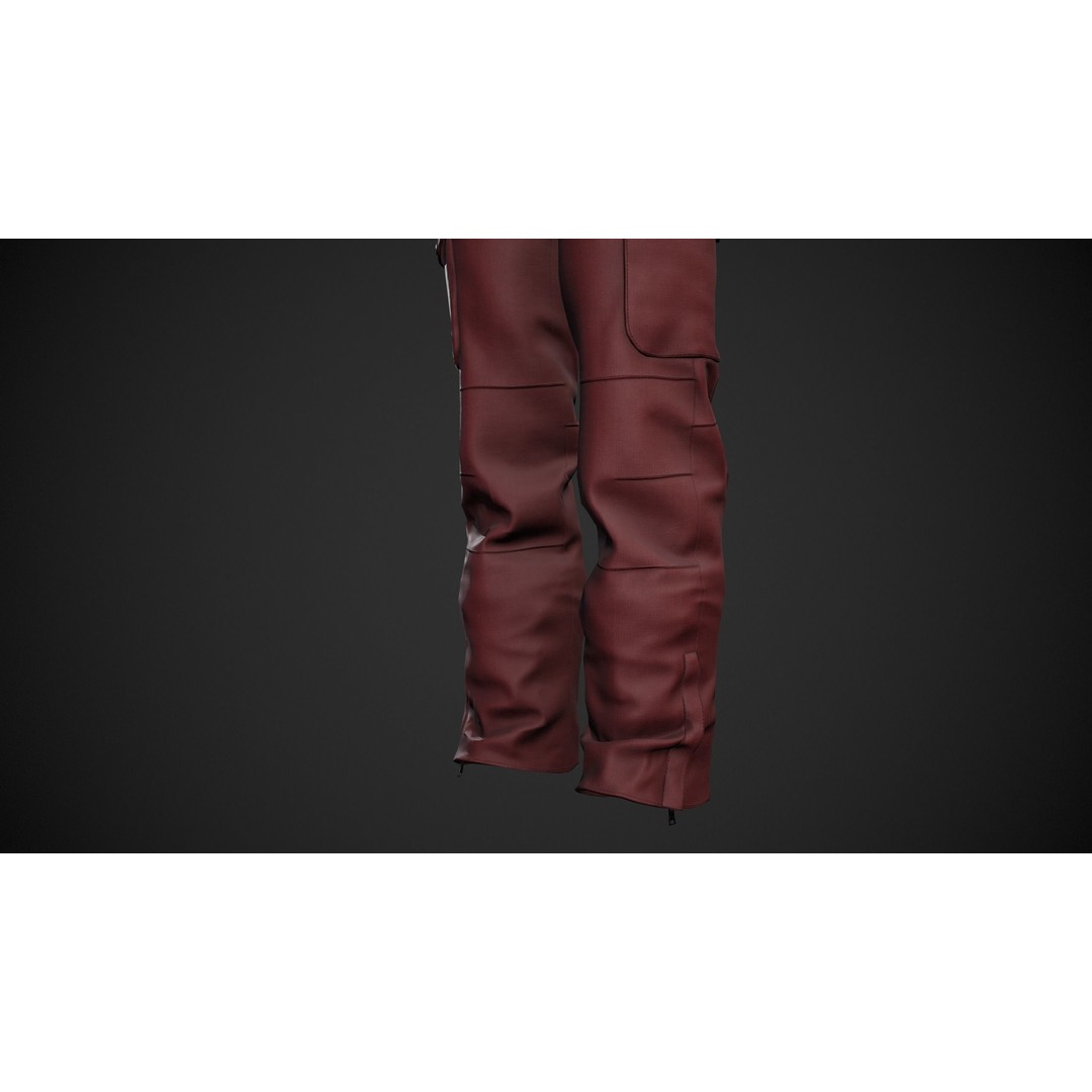 Red Snowboard Pants 3D Model – Low Poly PBR Game Asset, FBX, OBJ - View 7
