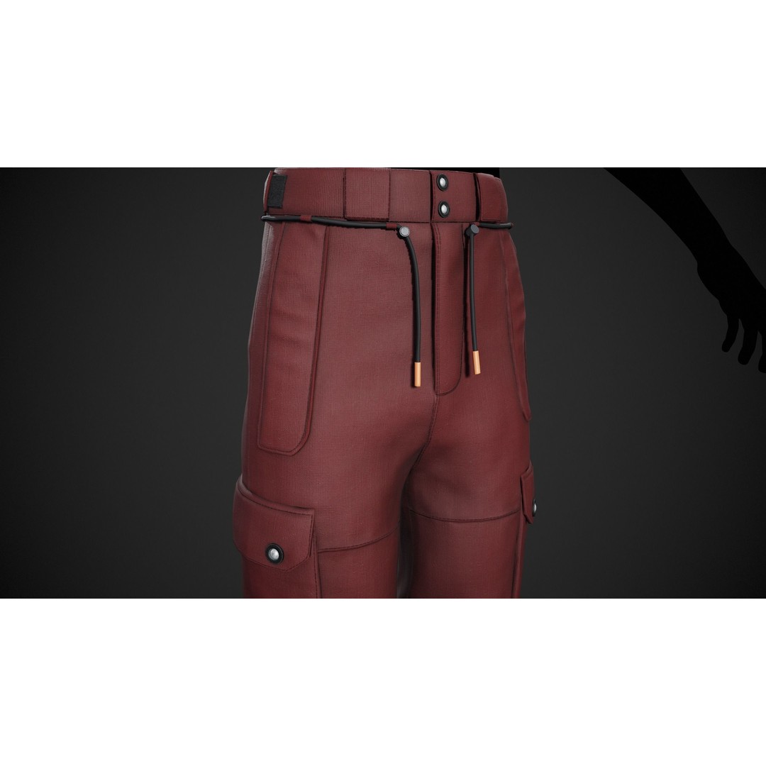 Red Snowboard Pants 3D Model – Low Poly PBR Game Asset, FBX, OBJ - View 8