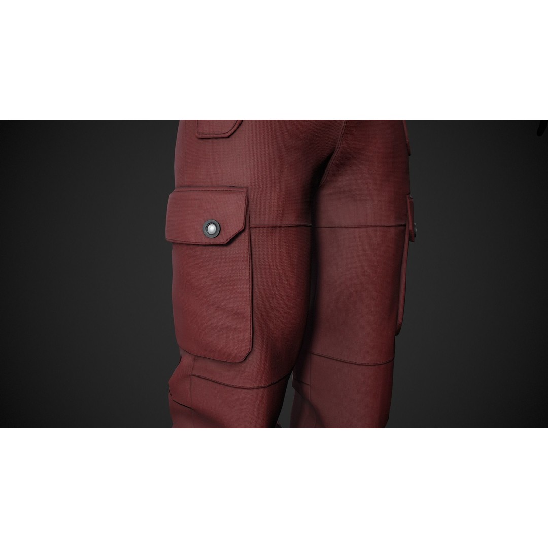 Red Snowboard Pants 3D Model – Low Poly PBR Game Asset, FBX, OBJ - View 9