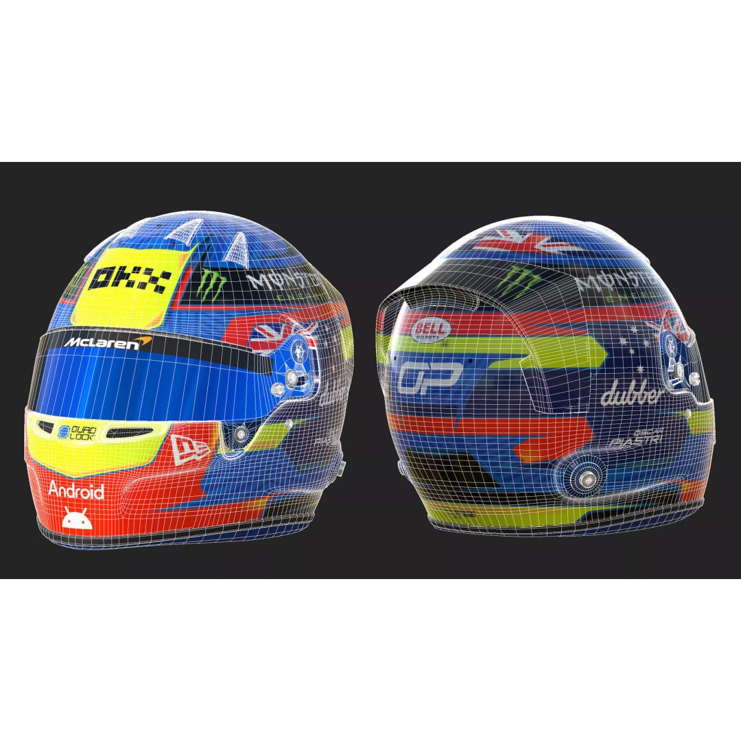 Oscar Piastri Helmet 2024 3D Model – High Detail PBR Asset, FBX - View 16