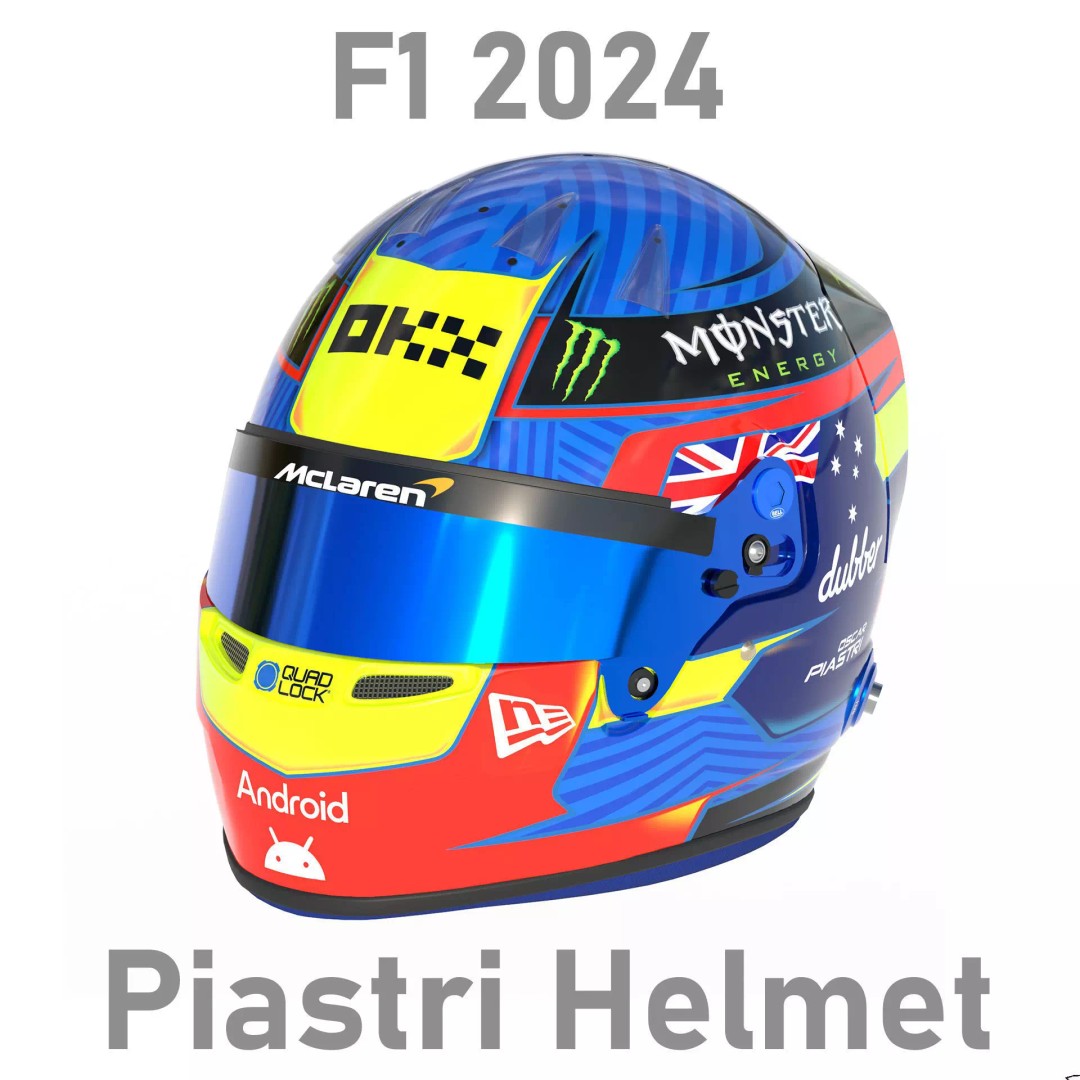 Oscar Piastri Helmet 2024 3D Model – High Detail PBR Asset, FBX - View 2