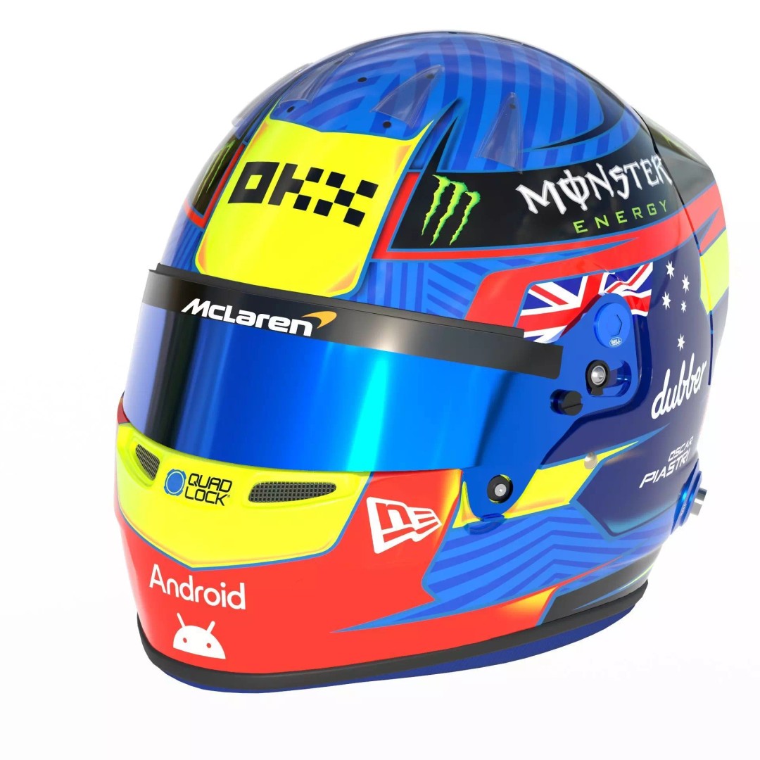 Oscar Piastri Helmet 2024 3D Model – High Detail PBR Asset, FBX - View 4
