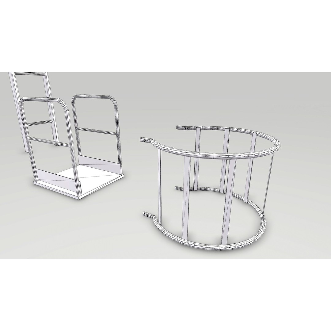 Modular Rusted Metal Ladder System 3D Model – Low Poly PBR Asset, FBX - View 21