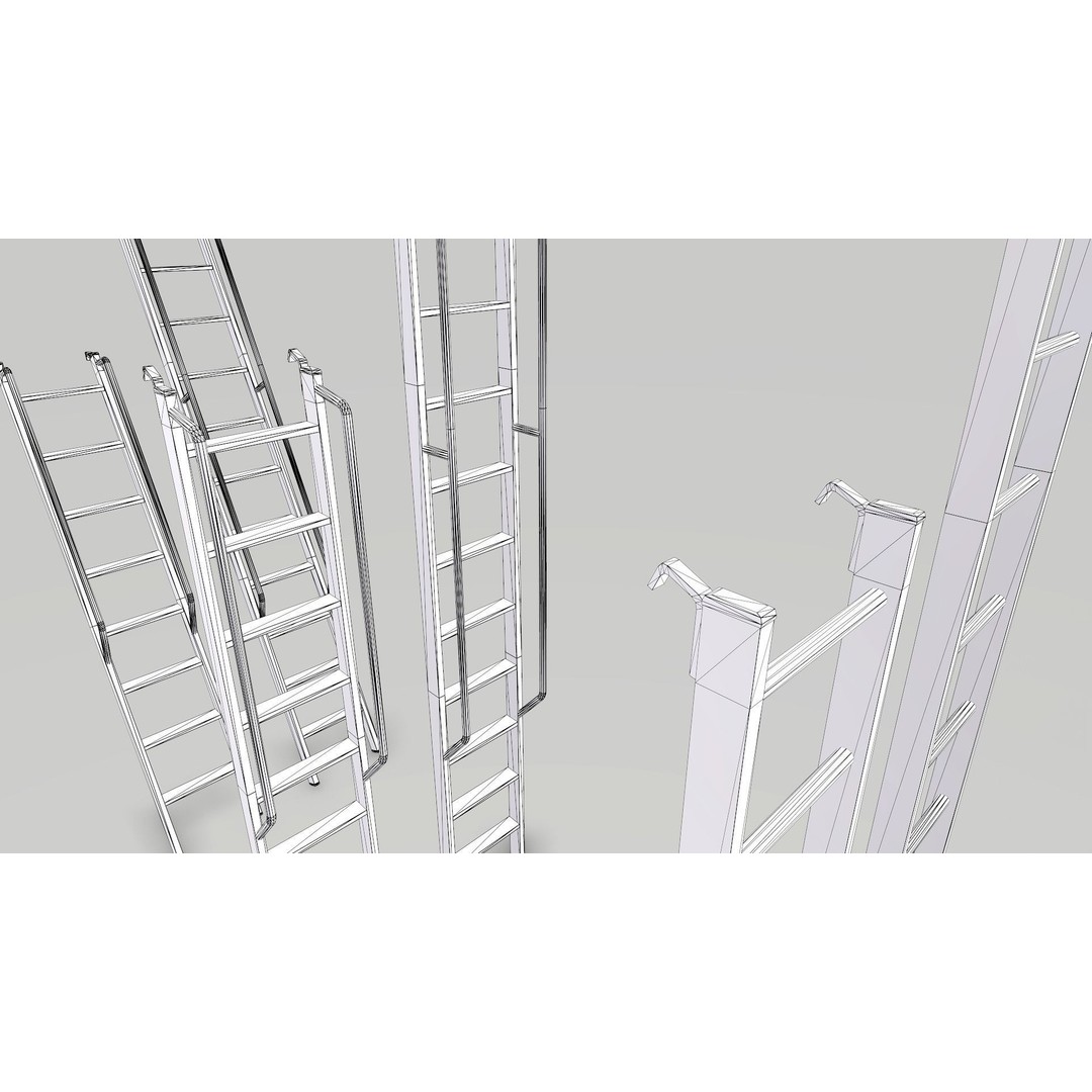 Modular Rusted Metal Ladder System 3D Model – Low Poly PBR Asset, FBX - View 22