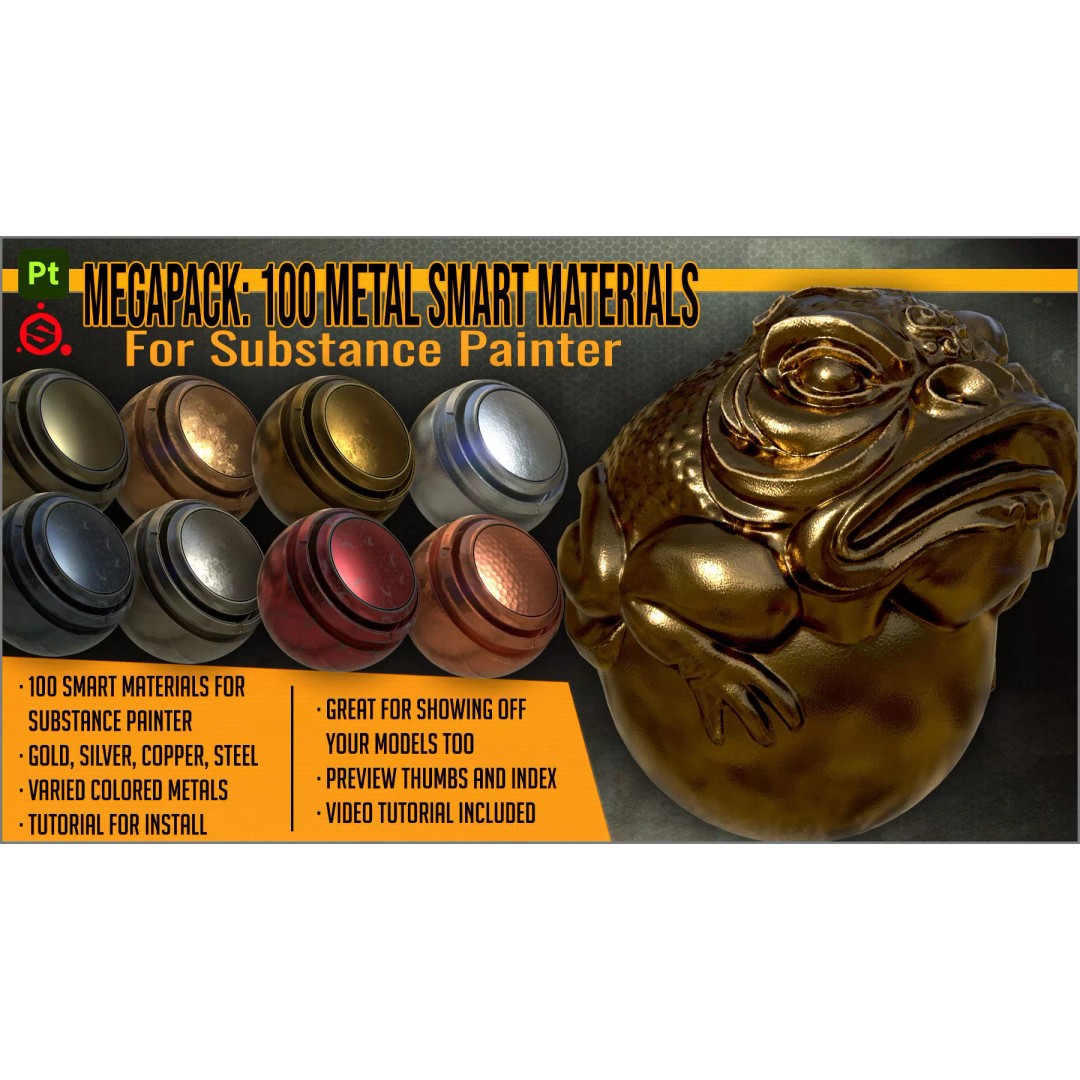 Metal Smart Materials 3D Model – 100 PBR Textures for Substance Painter - View 2