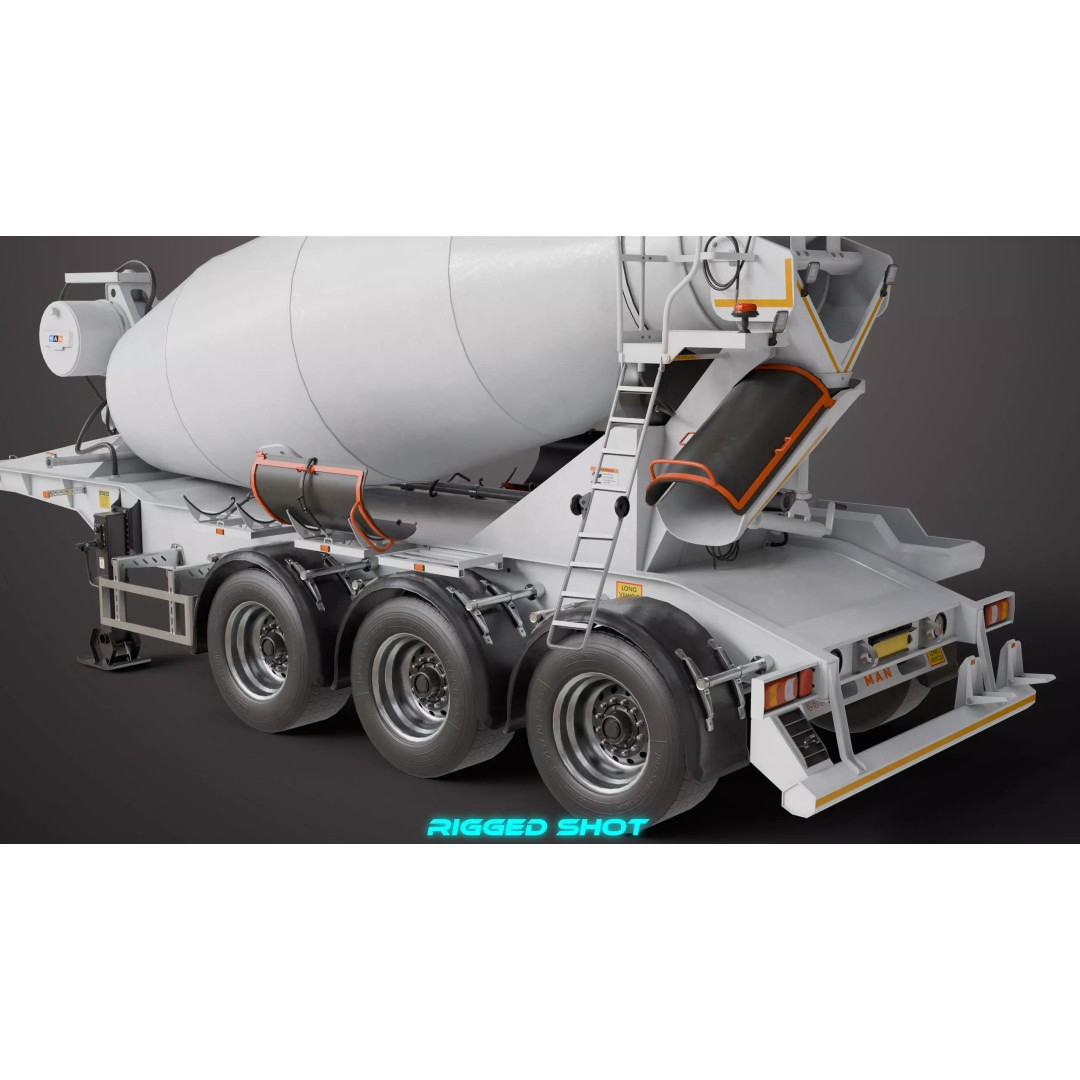 Cement Mixer 3D Model – Rigged Low Poly PBR Asset for Unity & Unreal - View 14