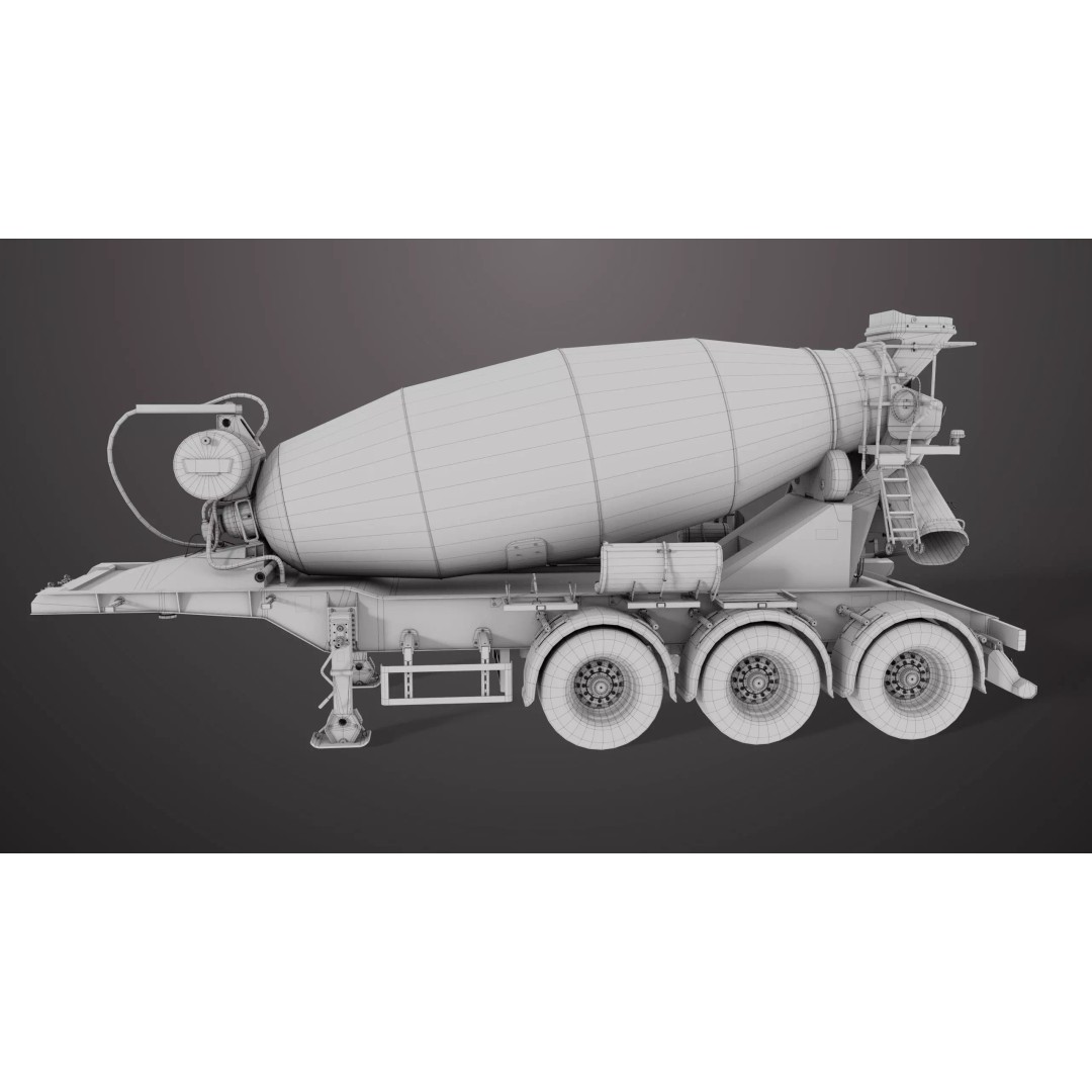 Cement Mixer 3D Model – Rigged Low Poly PBR Asset for Unity & Unreal - View 33