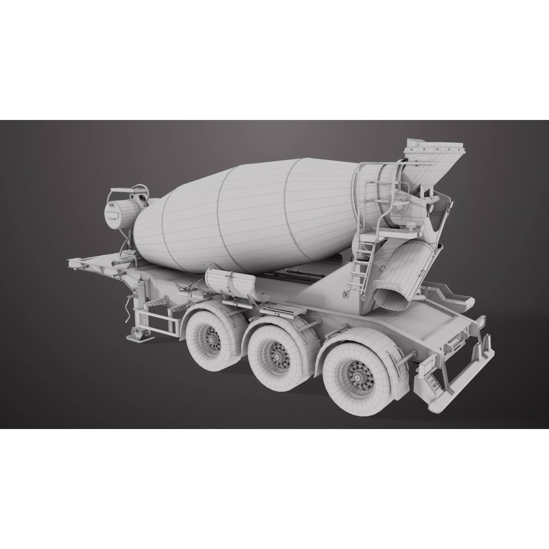 Cement Mixer 3D Model – Rigged Low Poly PBR Asset for Unity & Unreal - View 34