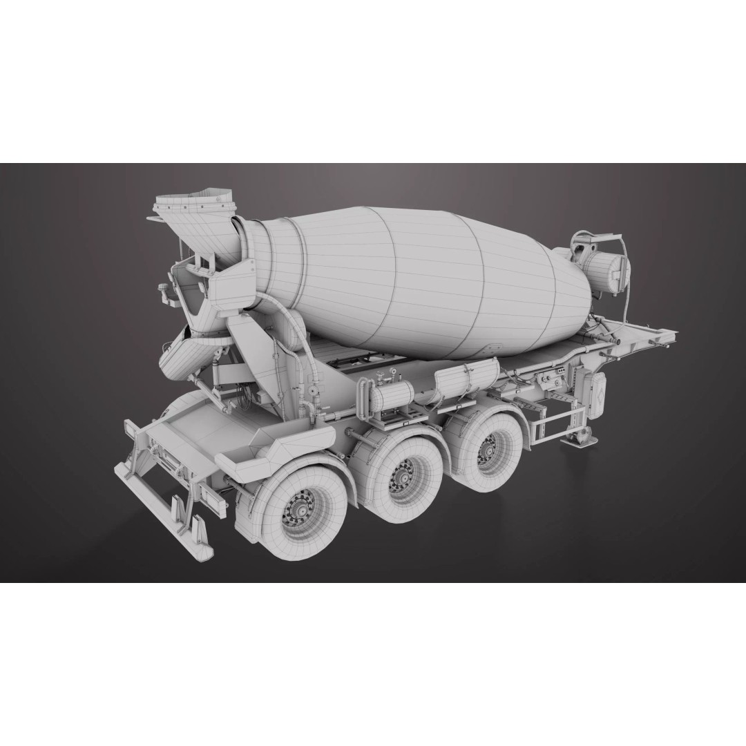 Cement Mixer 3D Model – Rigged Low Poly PBR Asset for Unity & Unreal - View 36