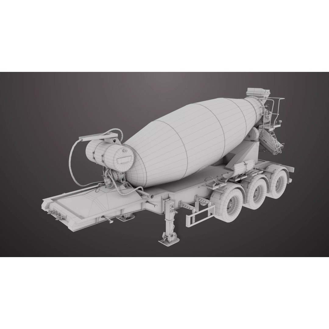 Cement Mixer 3D Model – Rigged Low Poly PBR Asset for Unity & Unreal - View 38