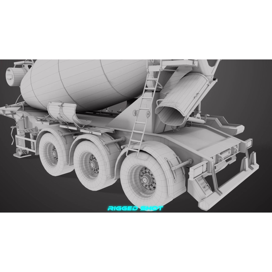 Cement Mixer 3D Model – Rigged Low Poly PBR Asset for Unity & Unreal - View 41
