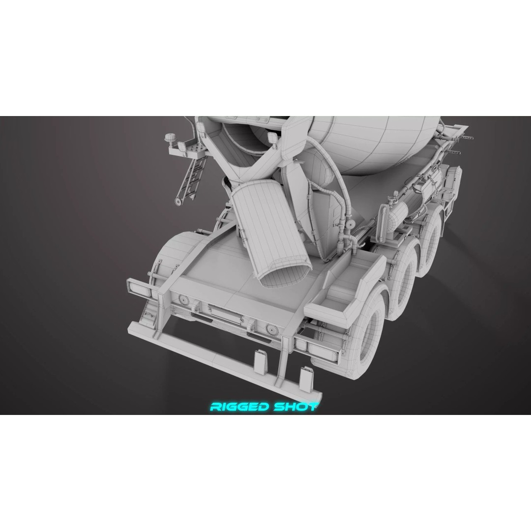 Cement Mixer 3D Model – Rigged Low Poly PBR Asset for Unity & Unreal - View 44