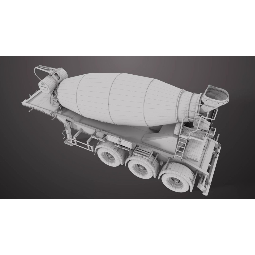 Cement Mixer 3D Model – Rigged Low Poly PBR Asset for Unity & Unreal - View 45