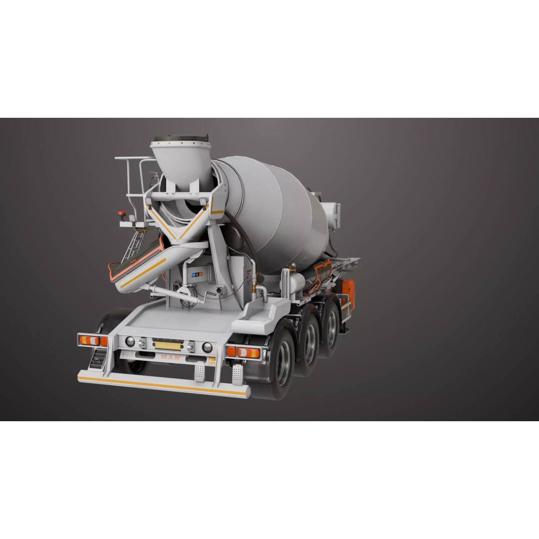 Cement Mixer 3D Model – Rigged Low Poly PBR Asset for Unity & Unreal - View 7