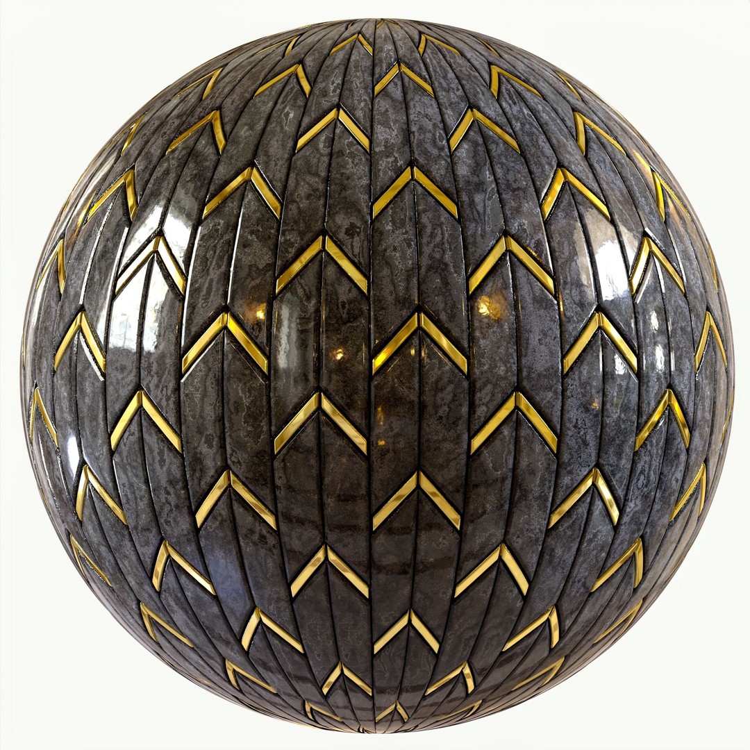 Steel and Marble Tile PBR Texture 3D Model – 4 Colors, Game-Ready - View 17