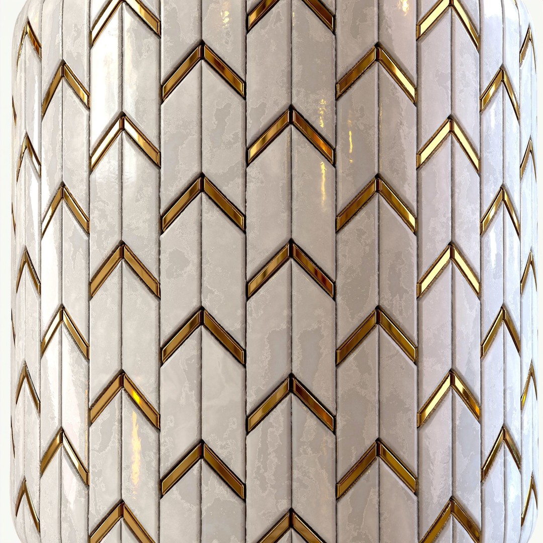 Steel and Marble Tile PBR Texture 3D Model – 4 Colors, Game-Ready - View 3