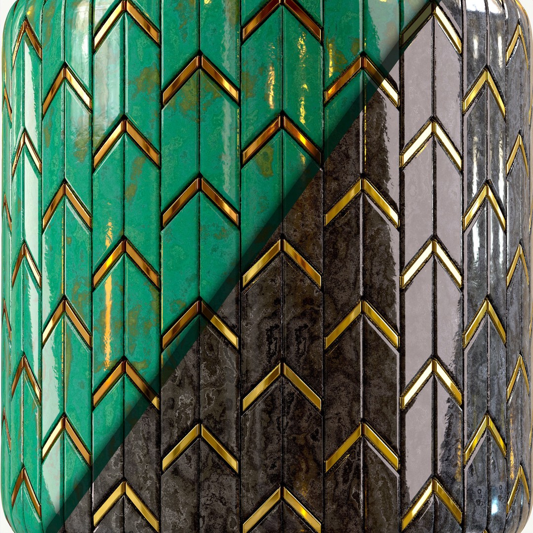 Steel and Marble Tile PBR Texture 3D Model – 4 Colors, Game-Ready - View 4