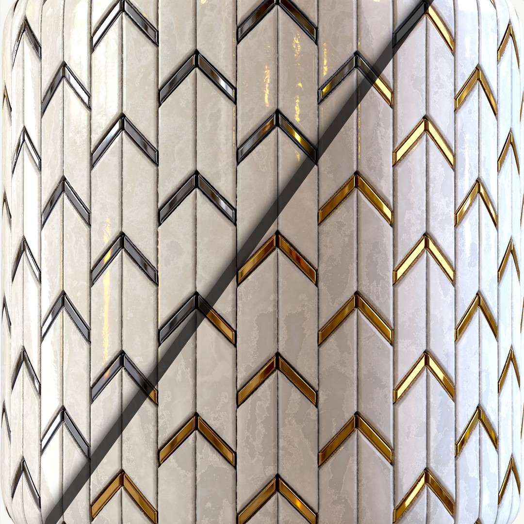 Steel and Marble Tile PBR Texture 3D Model – 4 Colors, Game-Ready - View 5