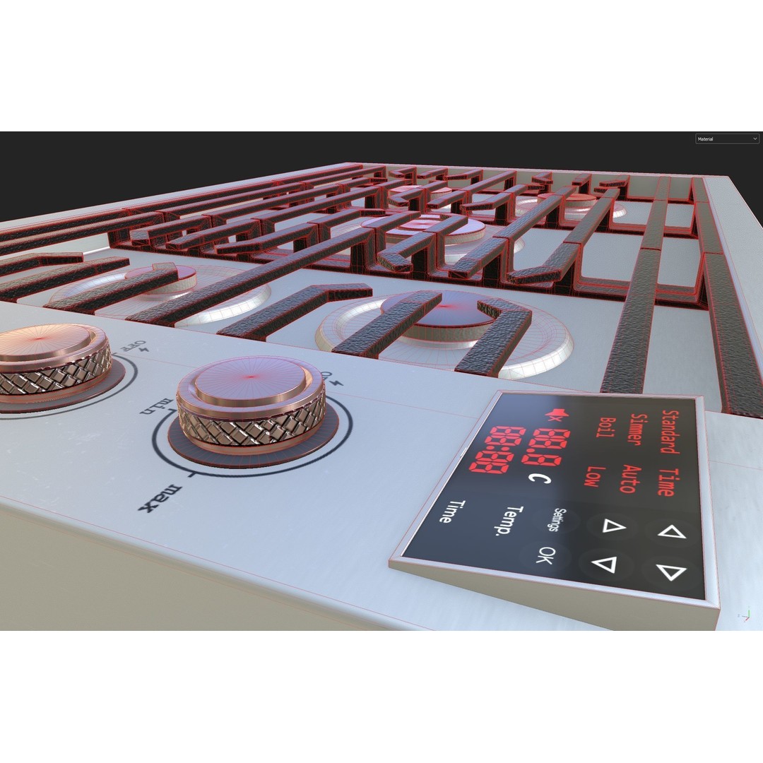 Realistic Cooktop 3D Model – Low Poly PBR Kitchen Appliance, FBX - View 11