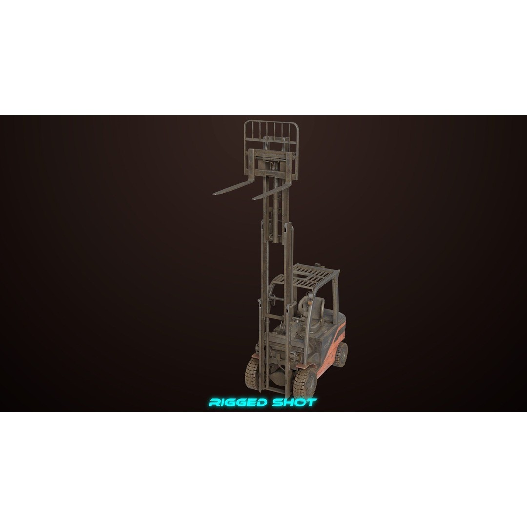 Dusty Forklift Truck 3D Model – Low Poly Game Asset, PBR Textures, Rigged - View 11
