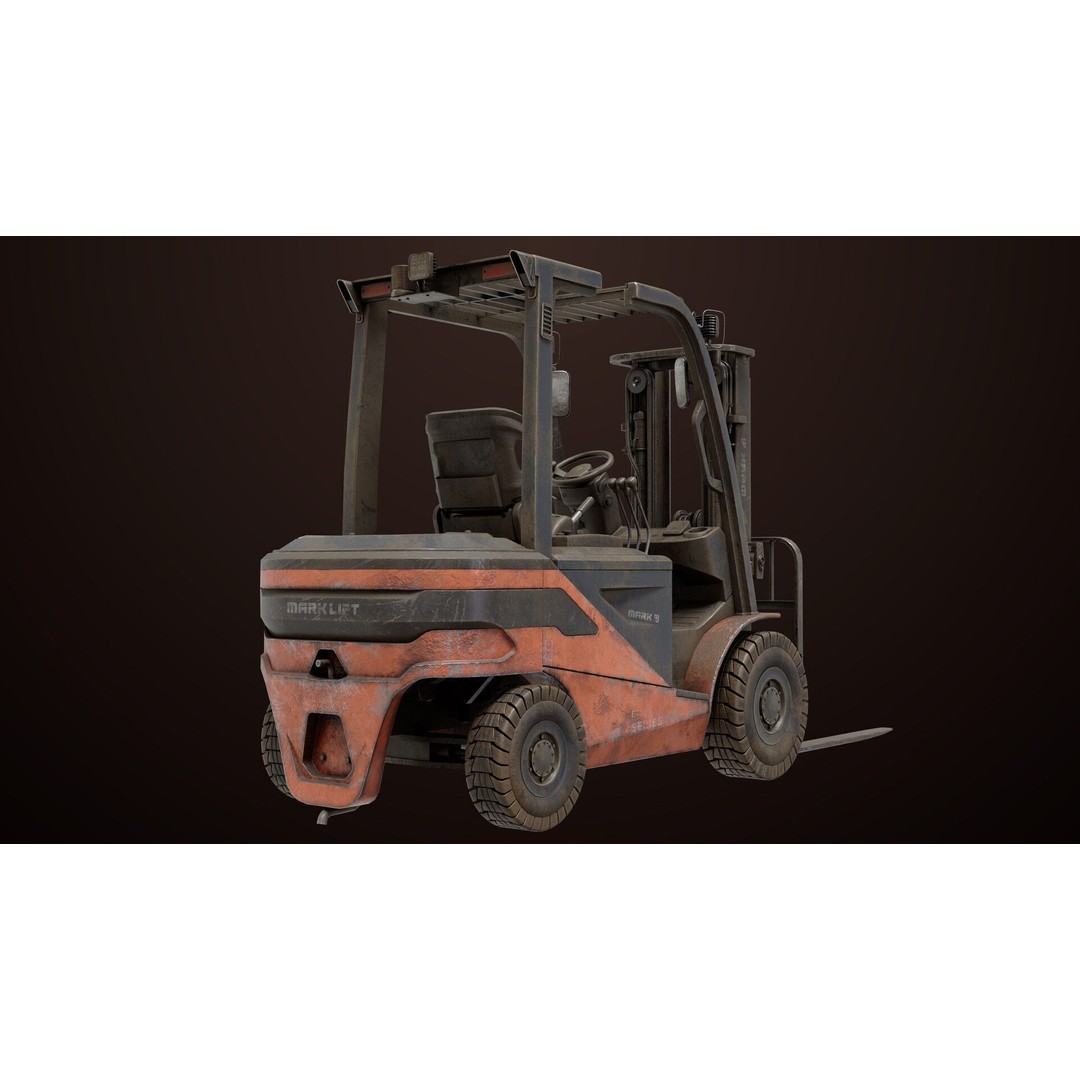 Dusty Forklift Truck 3D Model – Low Poly Game Asset, PBR Textures, Rigged - View 15