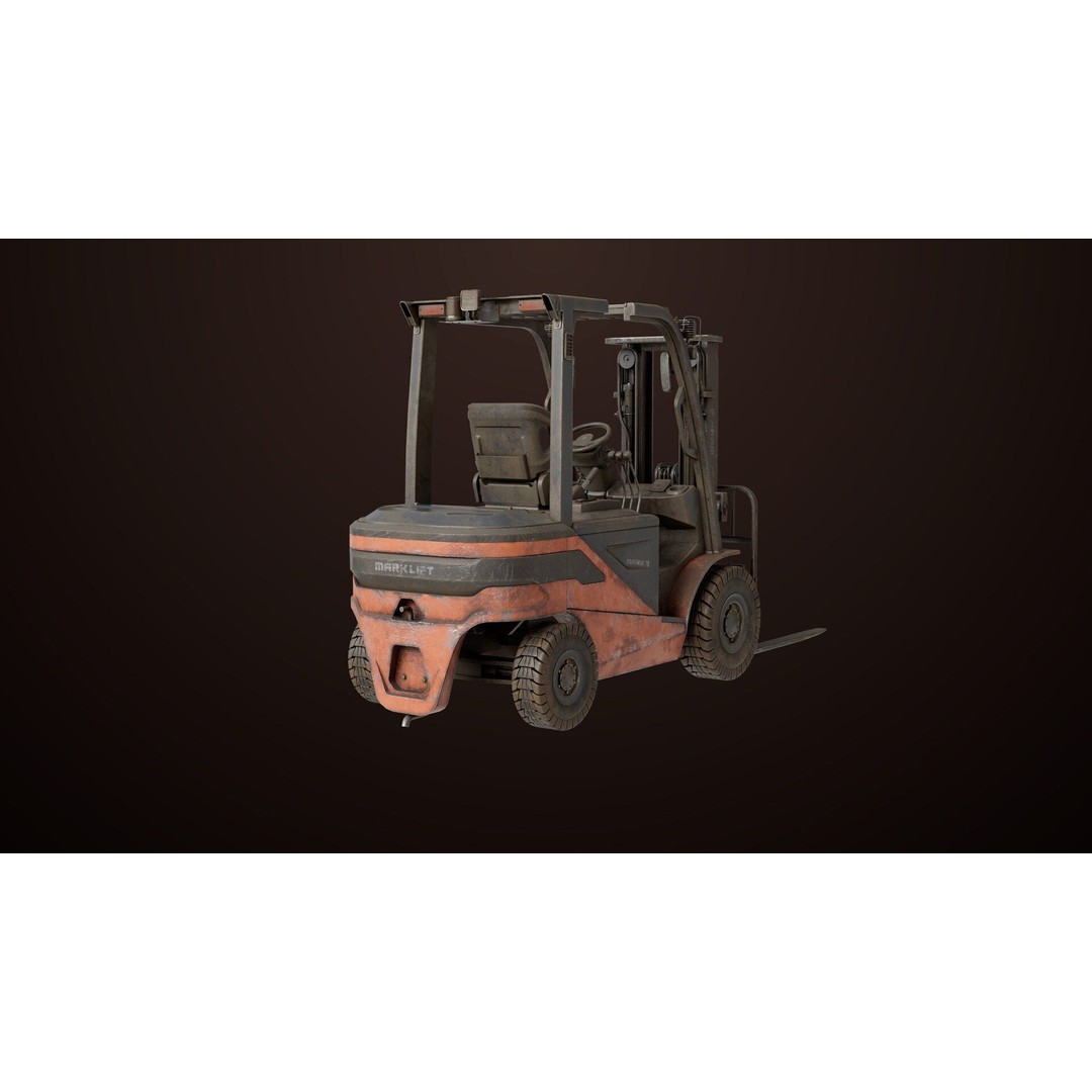 Dusty Forklift Truck 3D Model – Low Poly Game Asset, PBR Textures, Rigged - View 16