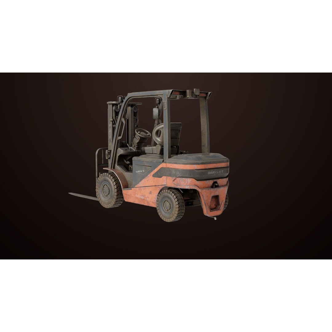 Dusty Forklift Truck 3D Model – Low Poly Game Asset, PBR Textures, Rigged - View 17