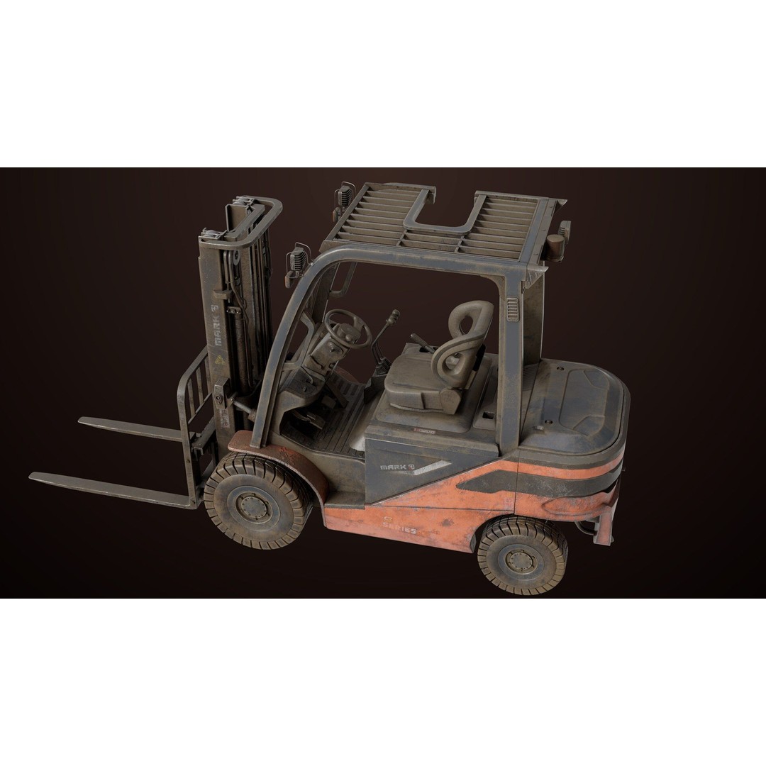 Dusty Forklift Truck 3D Model – Low Poly Game Asset, PBR Textures, Rigged - View 18
