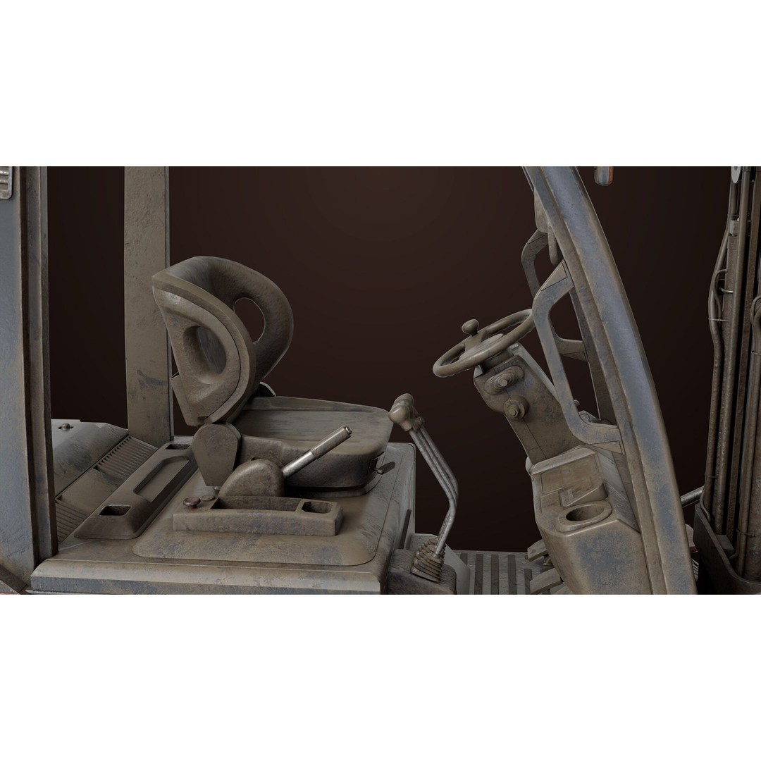 Dusty Forklift Truck 3D Model – Low Poly Game Asset, PBR Textures, Rigged - View 19