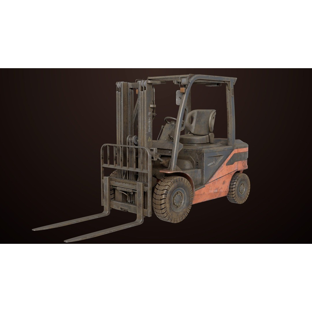 Dusty Forklift Truck 3D Model – Low Poly Game Asset, PBR Textures, Rigged - View 20