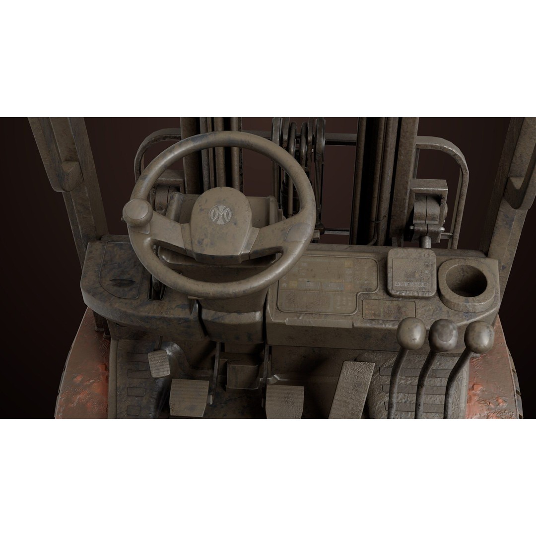 Dusty Forklift Truck 3D Model – Low Poly Game Asset, PBR Textures, Rigged - View 21