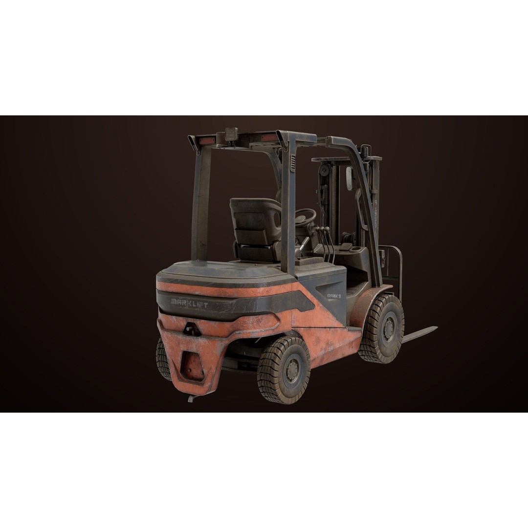 Dusty Forklift Truck 3D Model – Low Poly Game Asset, PBR Textures, Rigged - View 25