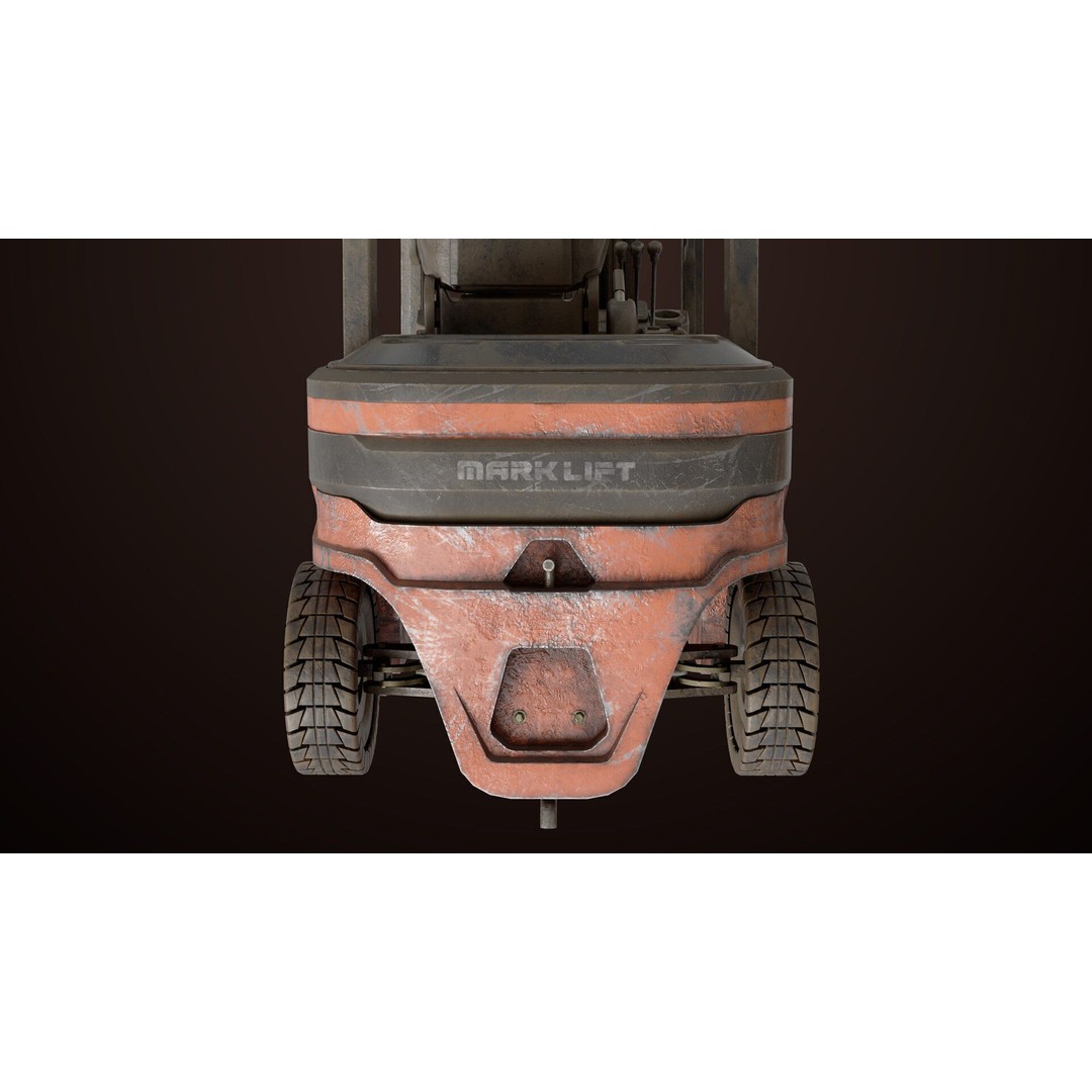Dusty Forklift Truck 3D Model – Low Poly Game Asset, PBR Textures, Rigged - View 28