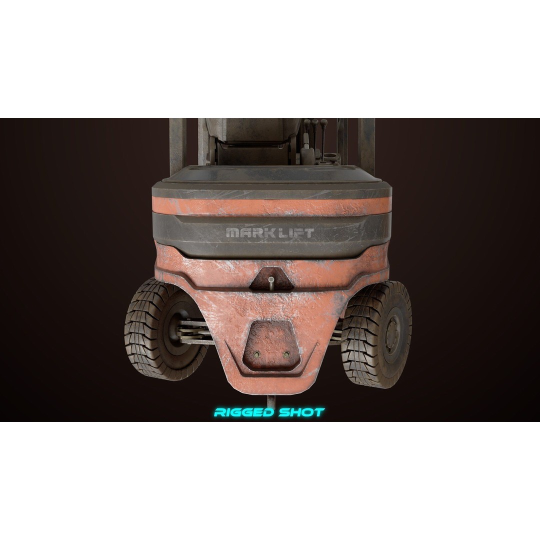Dusty Forklift Truck 3D Model – Low Poly Game Asset, PBR Textures, Rigged - View 30