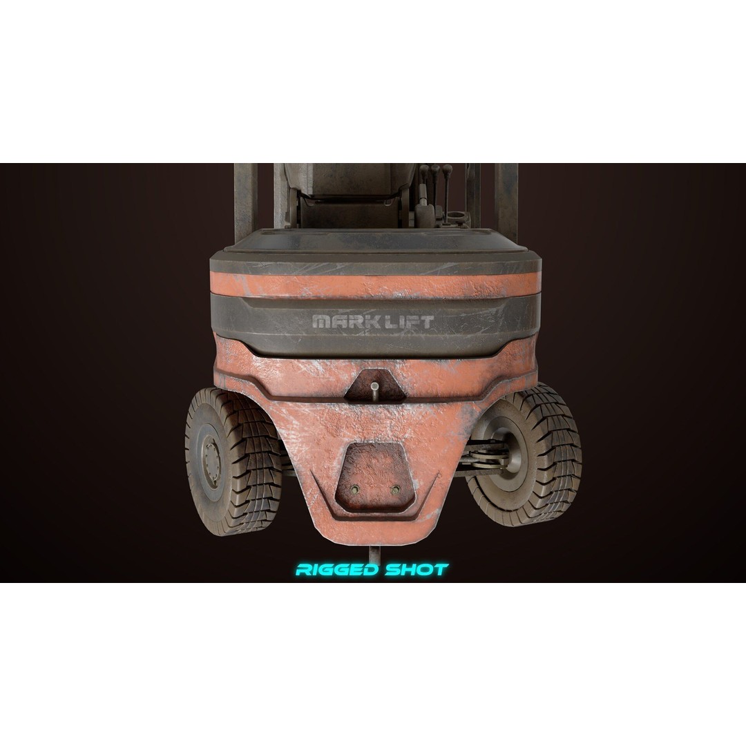 Dusty Forklift Truck 3D Model – Low Poly Game Asset, PBR Textures, Rigged - View 31