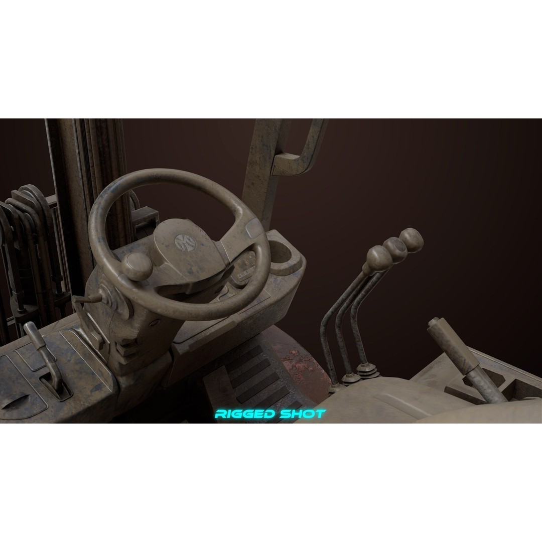 Dusty Forklift Truck 3D Model – Low Poly Game Asset, PBR Textures, Rigged - View 32