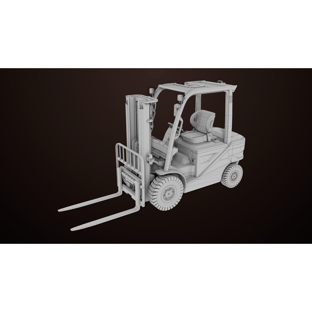 Dusty Forklift Truck 3D Model – Low Poly Game Asset, PBR Textures, Rigged - View 34