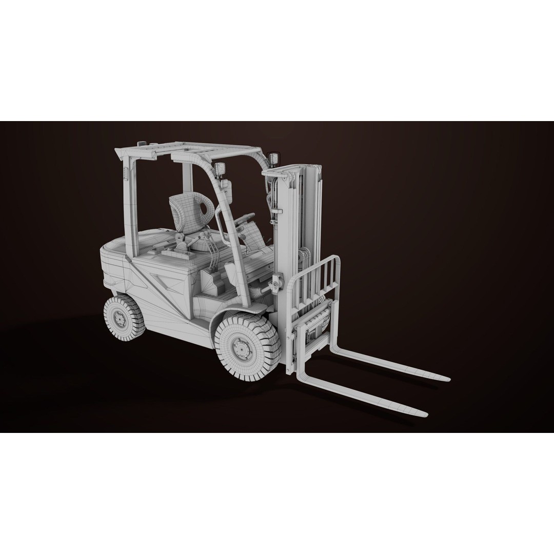 Dusty Forklift Truck 3D Model – Low Poly Game Asset, PBR Textures, Rigged - View 36