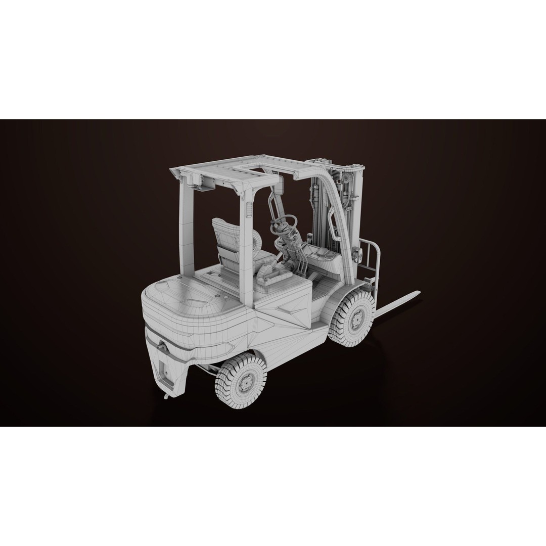 Dusty Forklift Truck 3D Model – Low Poly Game Asset, PBR Textures, Rigged - View 37