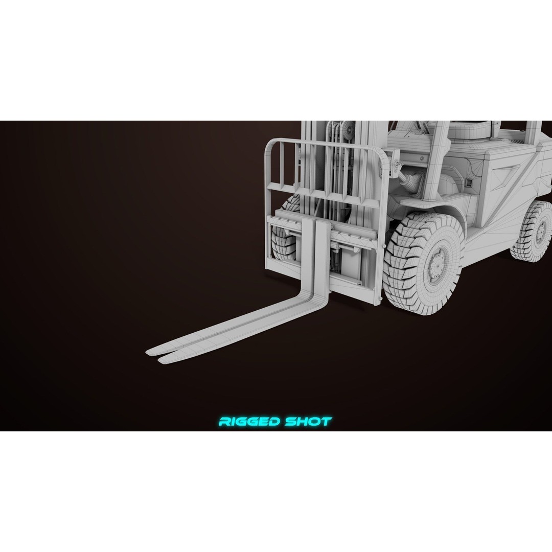 Dusty Forklift Truck 3D Model – Low Poly Game Asset, PBR Textures, Rigged - View 38