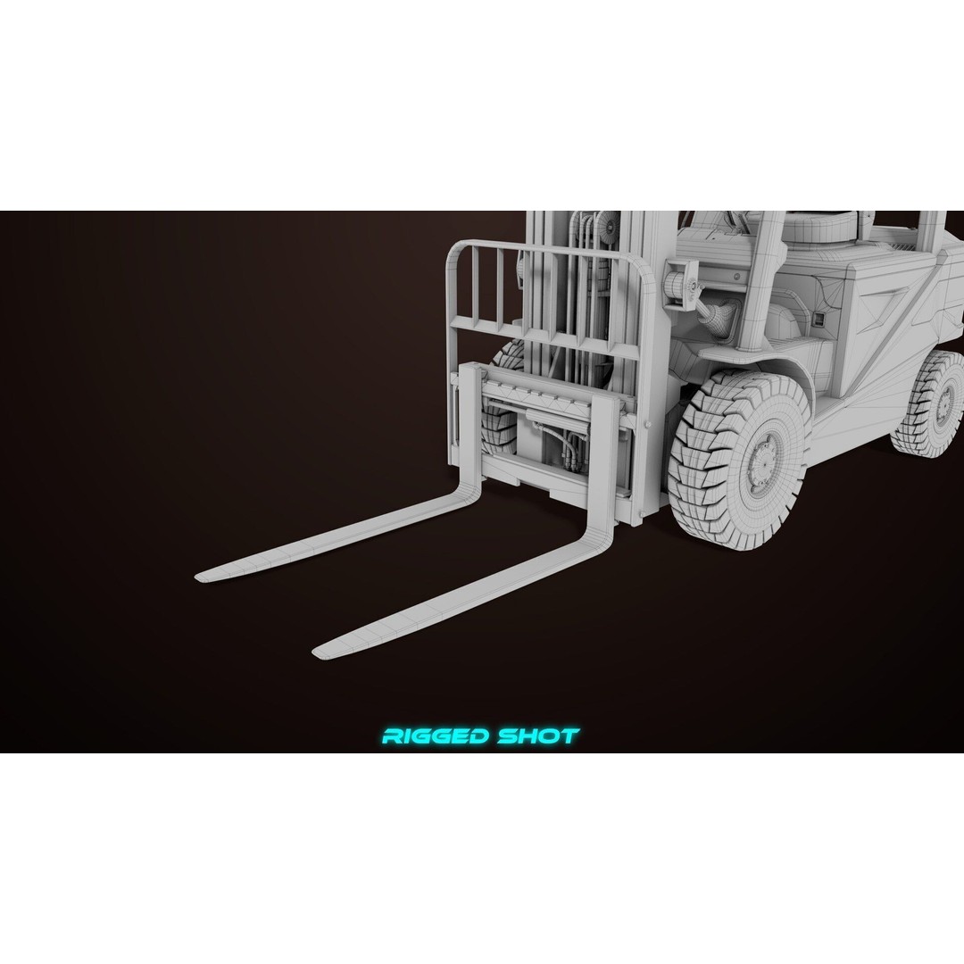 Dusty Forklift Truck 3D Model – Low Poly Game Asset, PBR Textures, Rigged - View 39