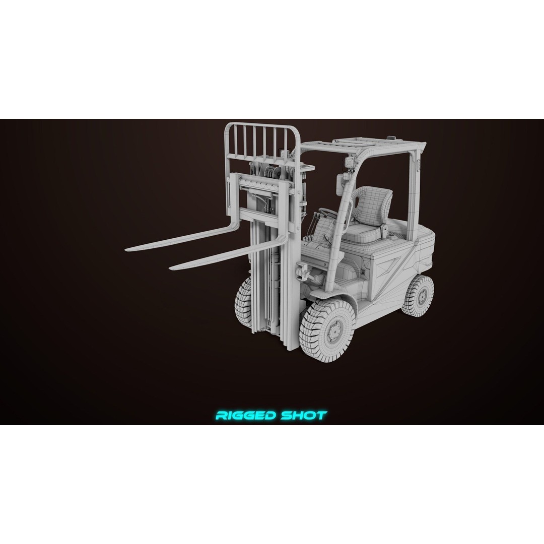 Dusty Forklift Truck 3D Model – Low Poly Game Asset, PBR Textures, Rigged - View 40