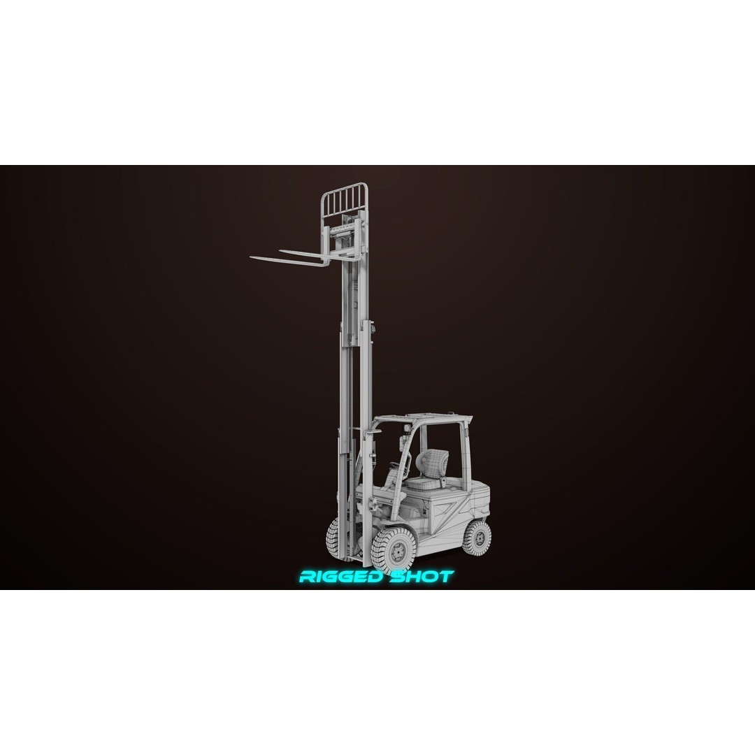 Dusty Forklift Truck 3D Model – Low Poly Game Asset, PBR Textures, Rigged - View 41