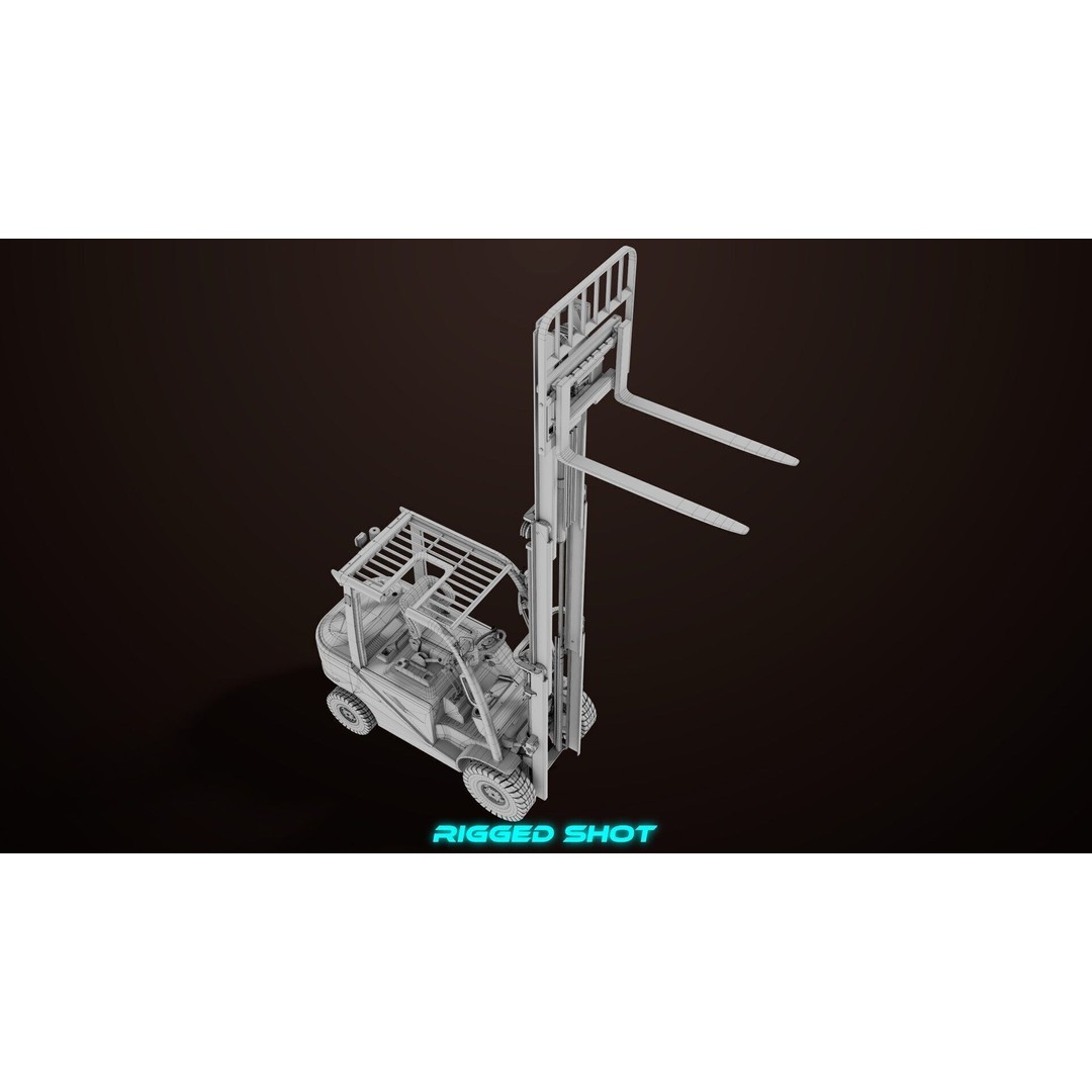 Dusty Forklift Truck 3D Model – Low Poly Game Asset, PBR Textures, Rigged - View 43