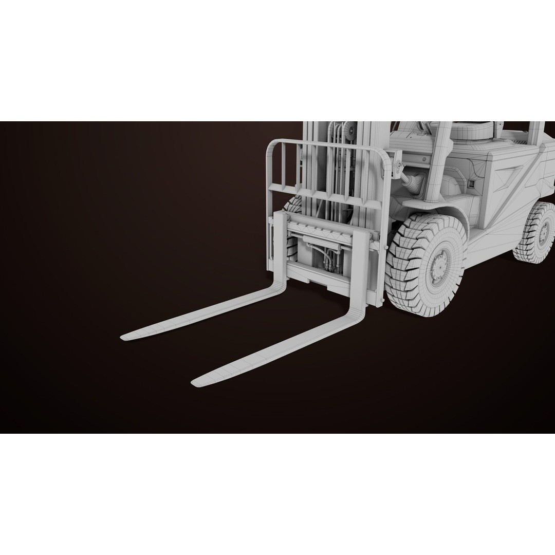 Dusty Forklift Truck 3D Model – Low Poly Game Asset, PBR Textures, Rigged - View 45