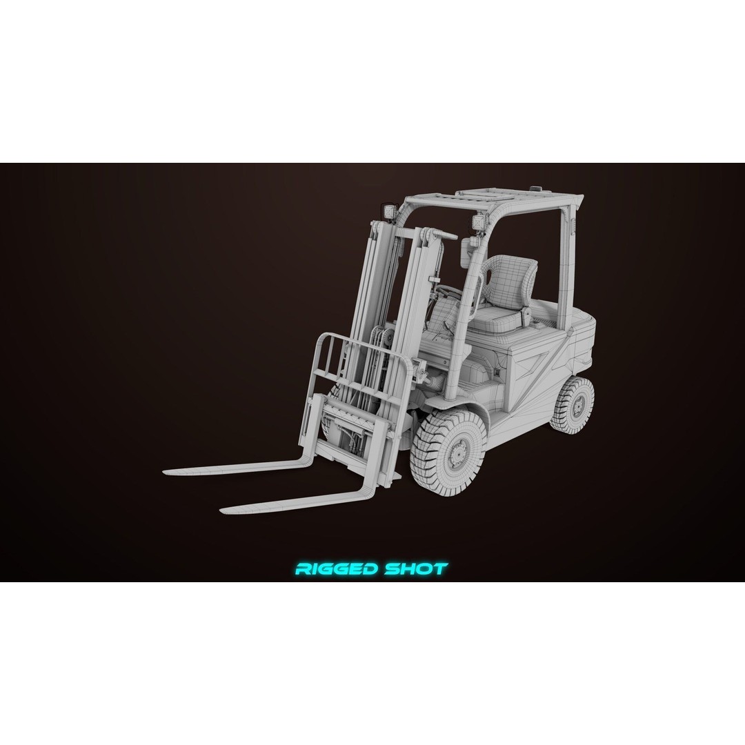 Dusty Forklift Truck 3D Model – Low Poly Game Asset, PBR Textures, Rigged - View 46
