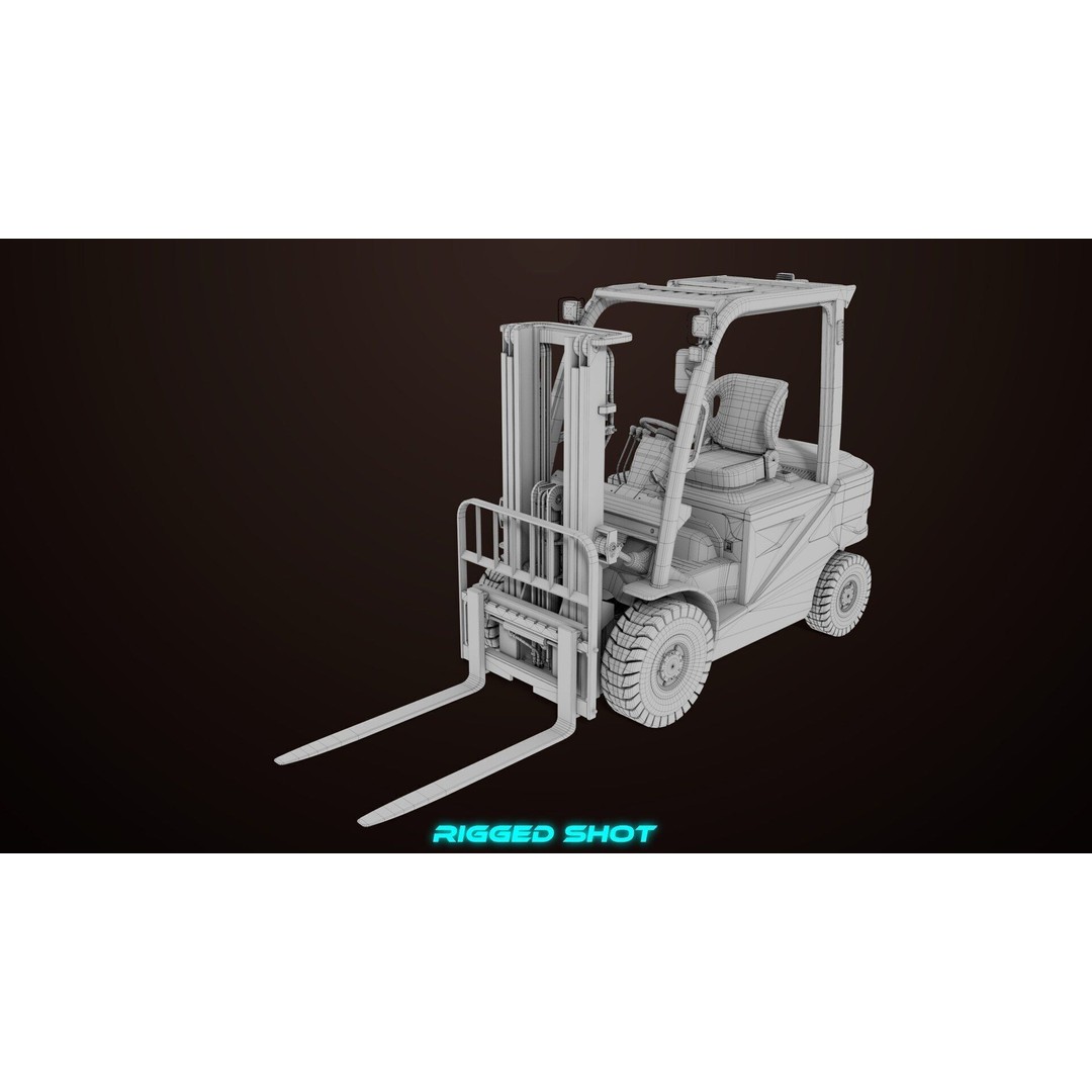 Dusty Forklift Truck 3D Model – Low Poly Game Asset, PBR Textures, Rigged - View 47
