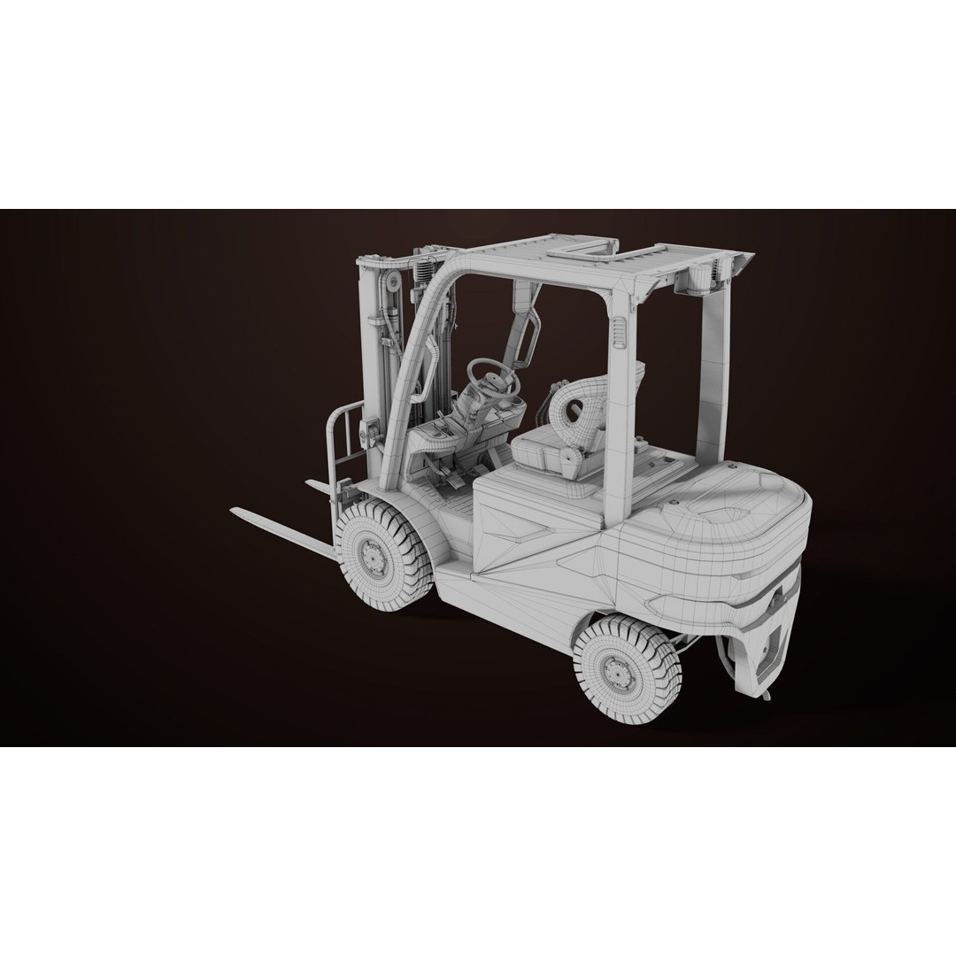 Dusty Forklift Truck 3D Model – Low Poly Game Asset, PBR Textures, Rigged - View 48