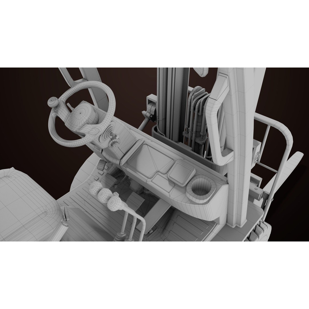 Dusty Forklift Truck 3D Model – Low Poly Game Asset, PBR Textures, Rigged - View 49