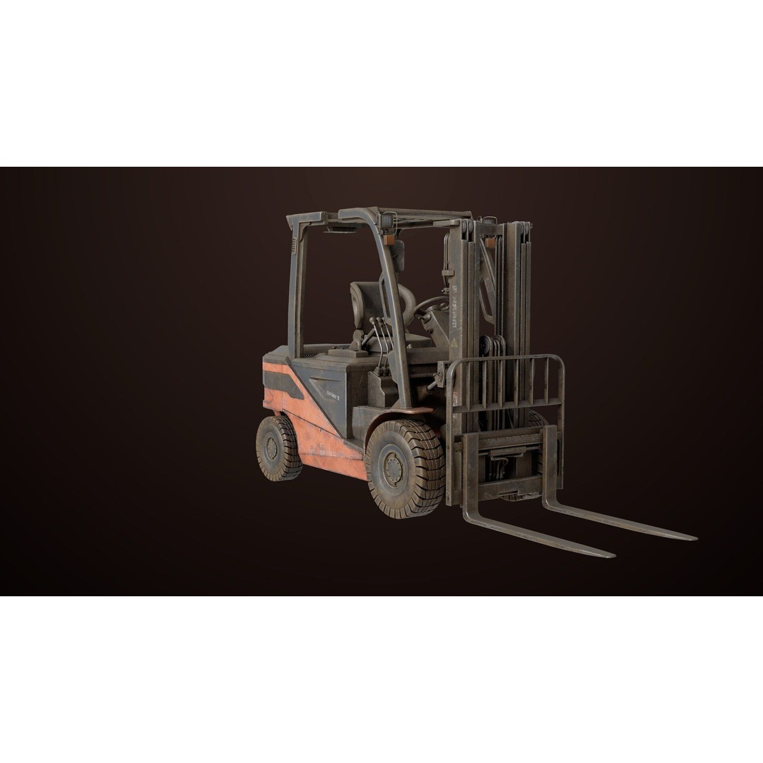 Dusty Forklift Truck 3D Model – Low Poly Game Asset, PBR Textures, Rigged - View 5